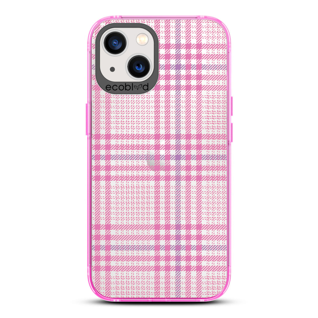 As If - Iconic Tartan Plaid - Eco-Friendly Clear iPhone 13 Case With Pink Rim