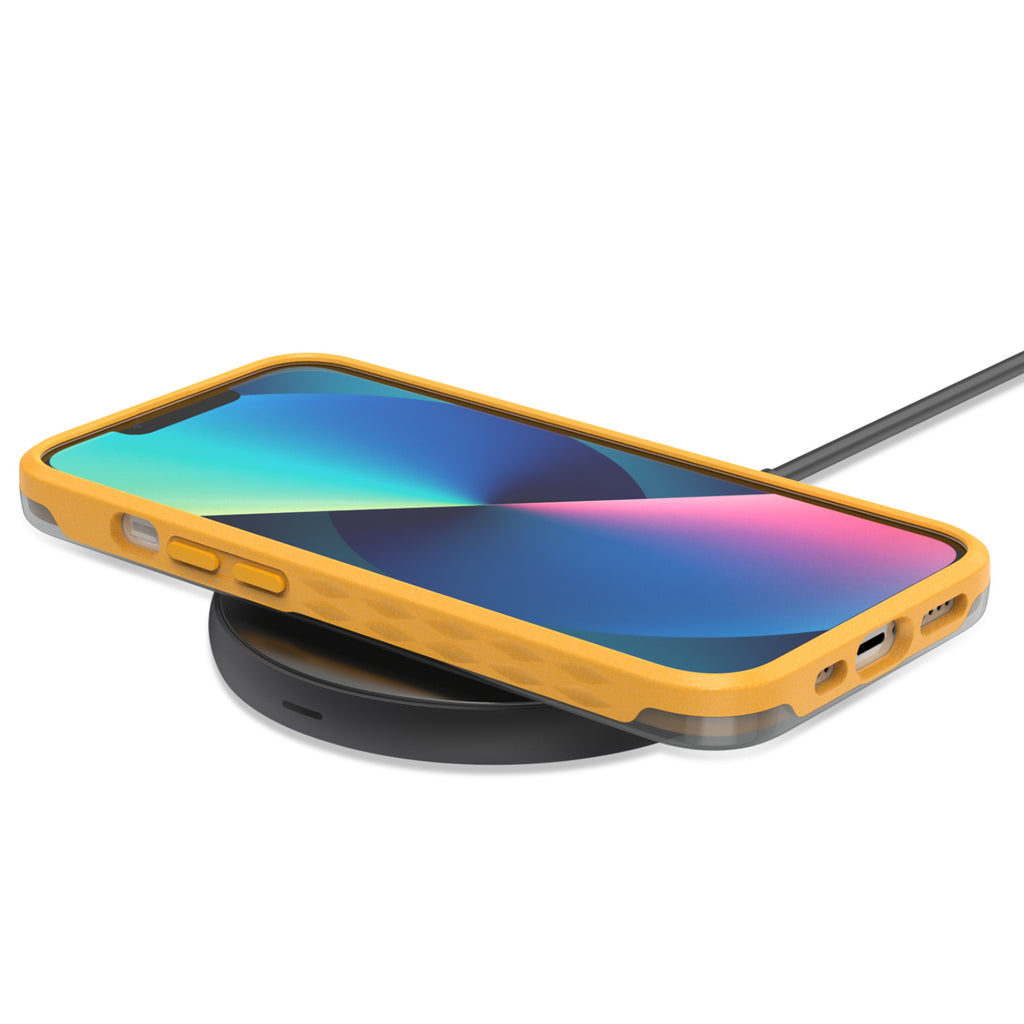 Yellow Laguna Collection Case For iPhone 13 On Wireless Charger