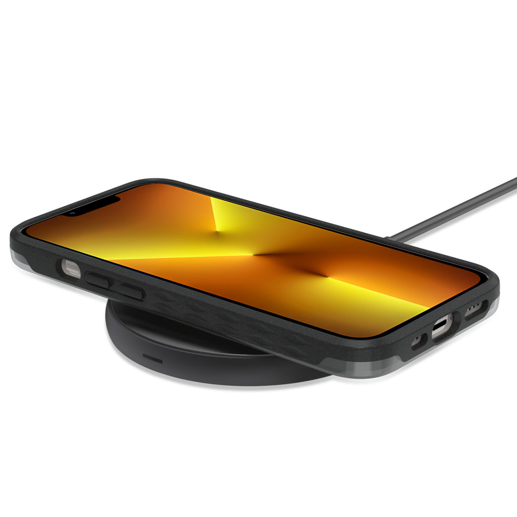 Black Laguna Collection Case For iPhone 13 Pro On Wireless Charger