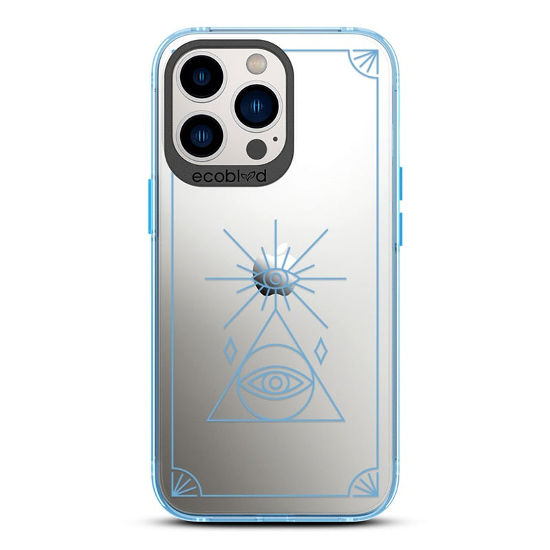 Laguna Collection - Blue iPhone 13 Pro Case With An All Seeing Eye Tarot Card On A Clear Back - 6FT Drop Protection