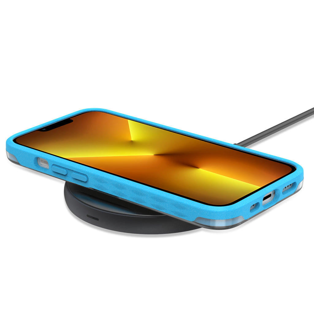 Blue Laguna Collection Case For iPhone 13 Pro On Wireless Charger