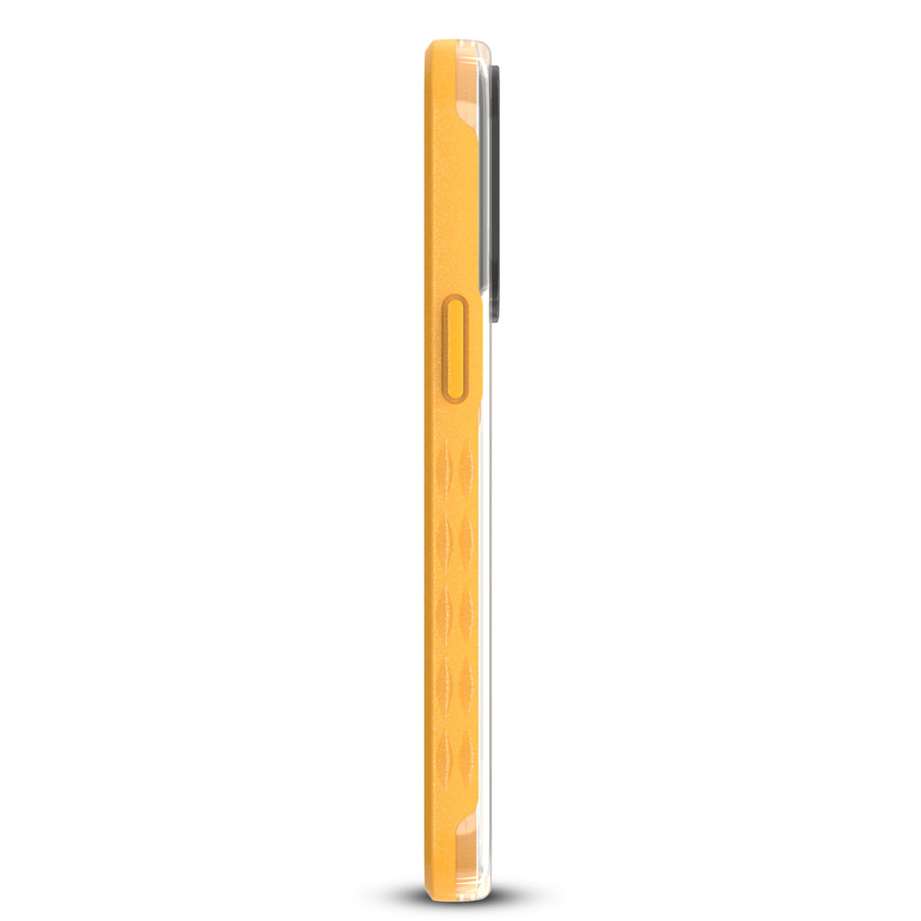 Right-Side View Of Non-Slip Grip On Yellow Laguna Collection Case For iPhone 13 Pro