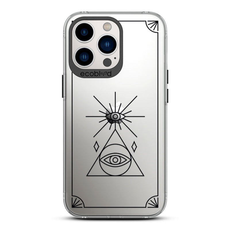 Laguna Collection - Black iPhone 13 Pro Max / 12 Pro Max Case With An All Seeing Eye Tarot Card On A Clear Back