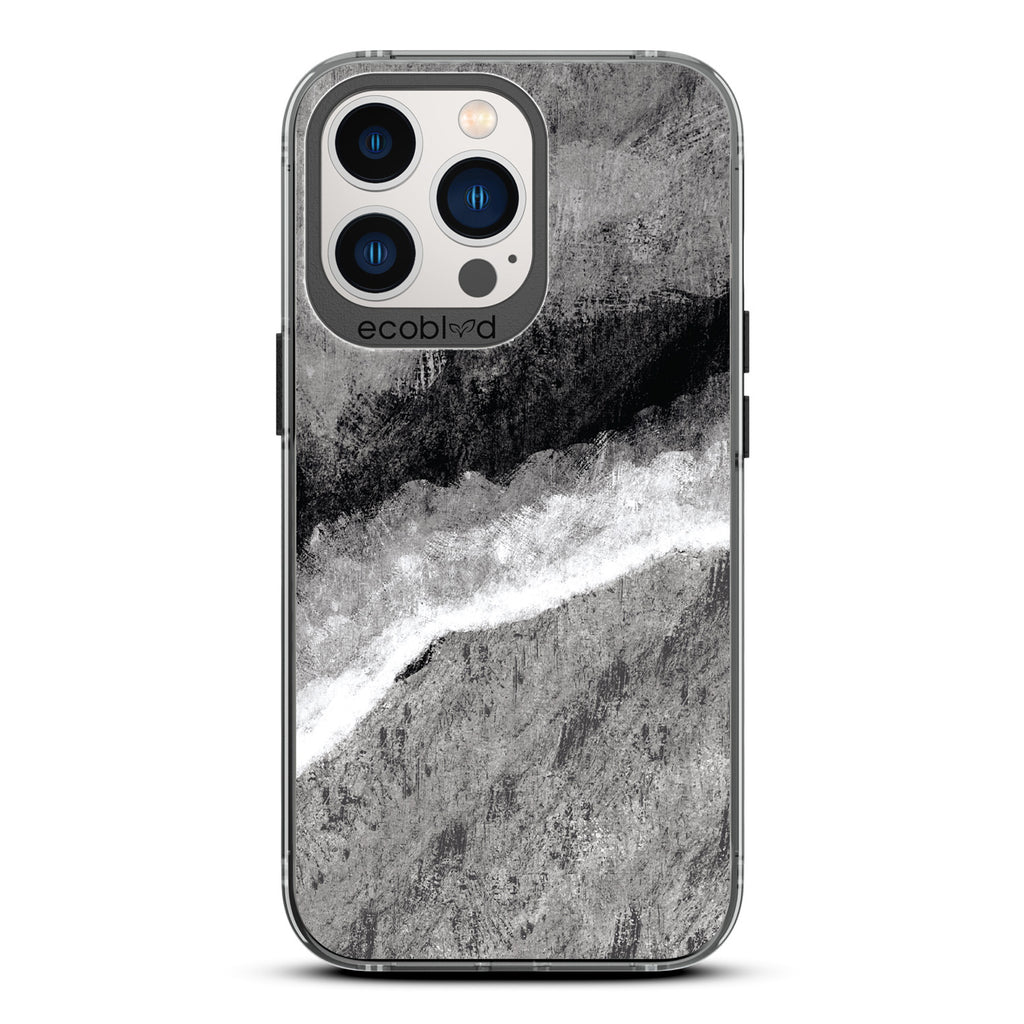 Contemporary Collection - Black Compostable iPhone 13 Pro Case - Shading Gradient Ombre Painting On A Clear Back