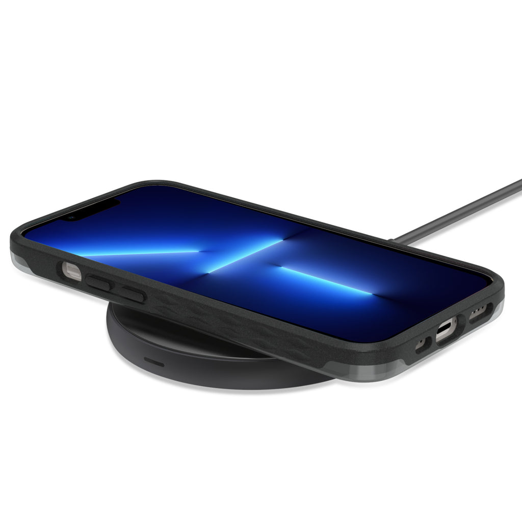 Black Laguna Collection Case For iPhone 13 Pro Max / 12 Pro Max On Wireless Charger