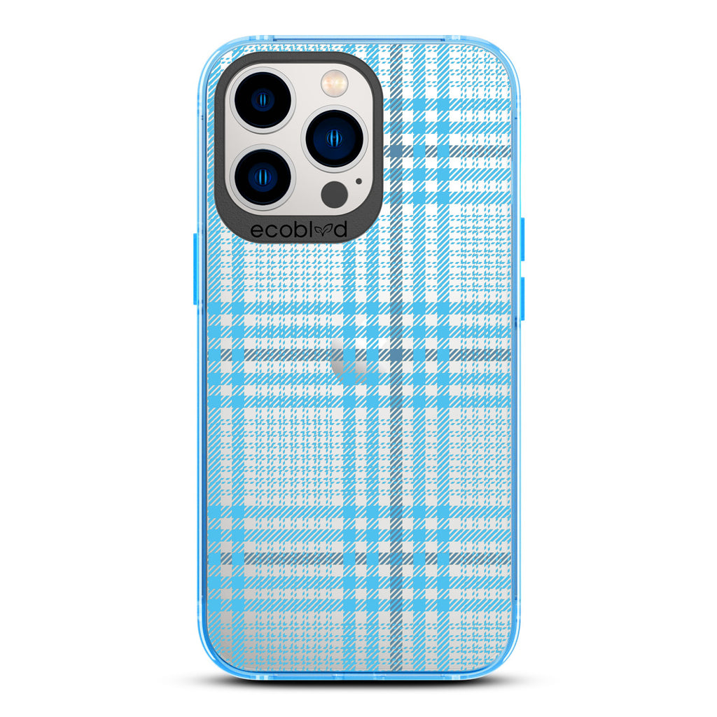 As If - Iconic Tartan Plaid - Eco-Friendly Clear iPhone 13 Pro Case With Blue Rim