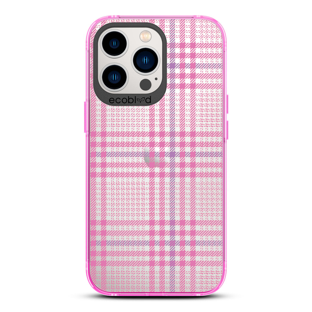 As If - Iconic Tartan Plaid - Eco-Friendly Clear iPhone 13 Pro Case With Pink Rim