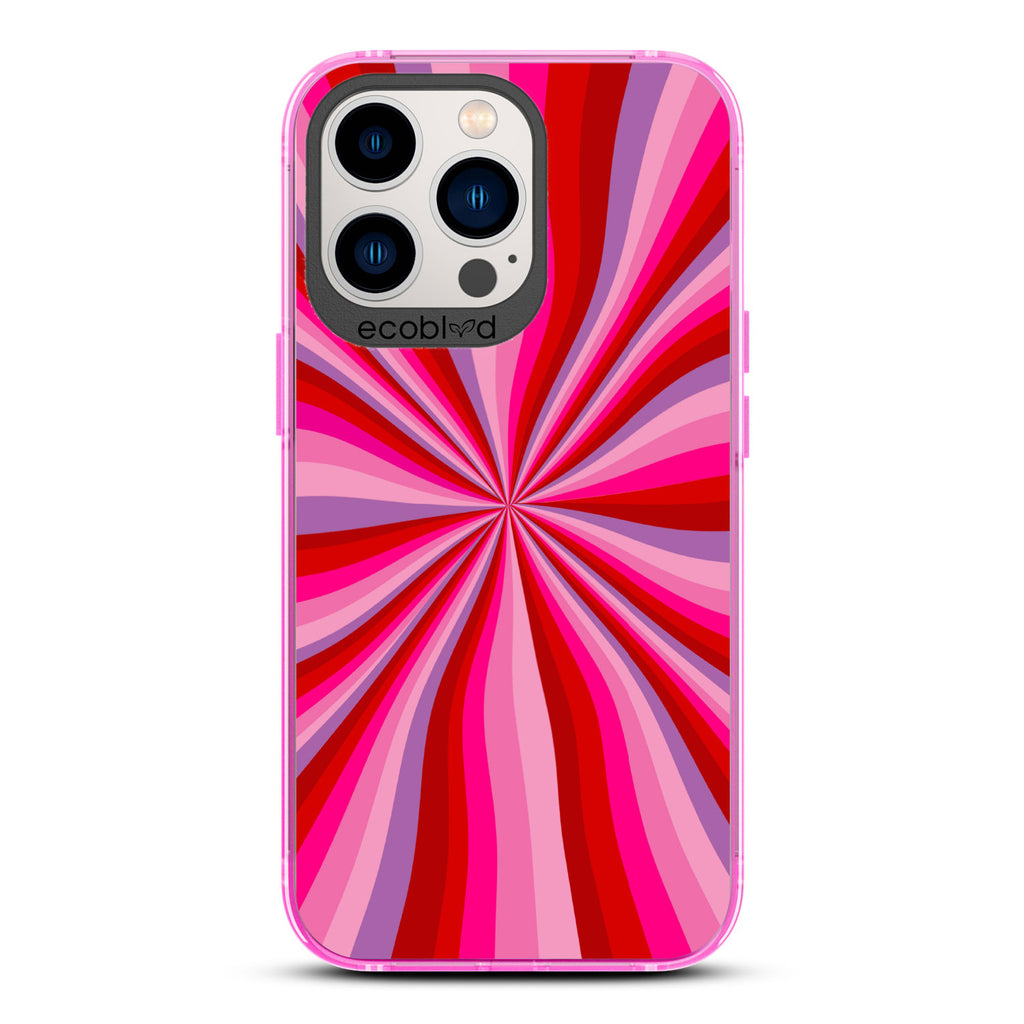 Love Collection - Pink Compostable iPhone 12 & 13 Pro Max Case - Radial Burst Of Pink & Purple Gradients On A Clear Back