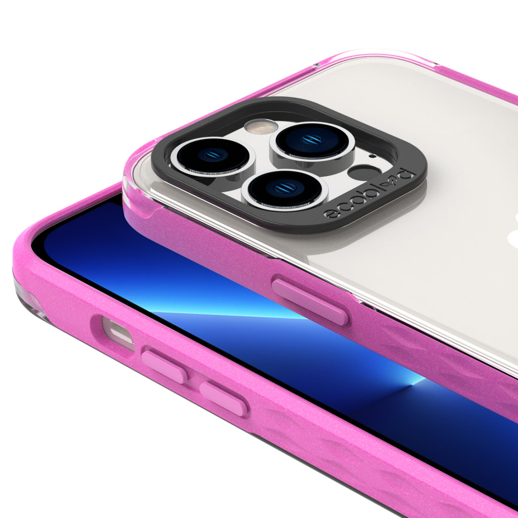 View Of Raised Camera Ring & Raised Edges On Pink iPhone 13 Pro Max / 12 Pro Max Laguna Case