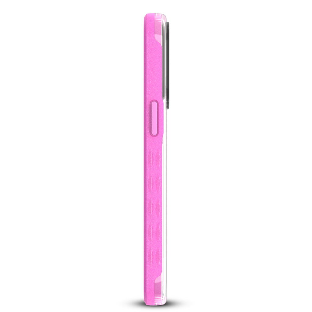 Right-Side View Of Non-Slip Grip On Pink Laguna Collection Case For iPhone 13 Pro Max / 12 Pro Max