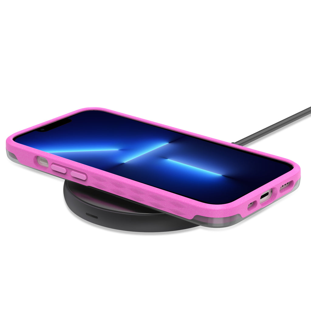 Pink Laguna Collection Case For iPhone 13 Pro Max / 12 Pro Max On Wireless Charger