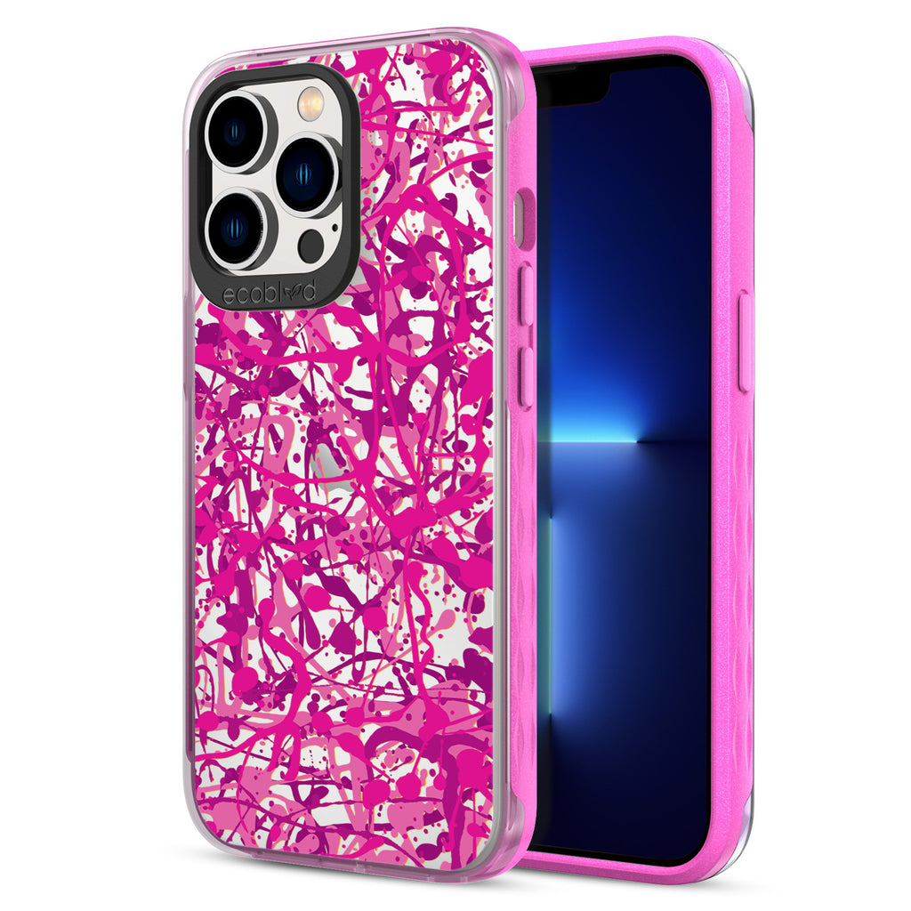 Back View Of Pink Eco-Friendly iPhone 12/13 Pro Max Clear Case With Visionary Design & Front View Of Screen