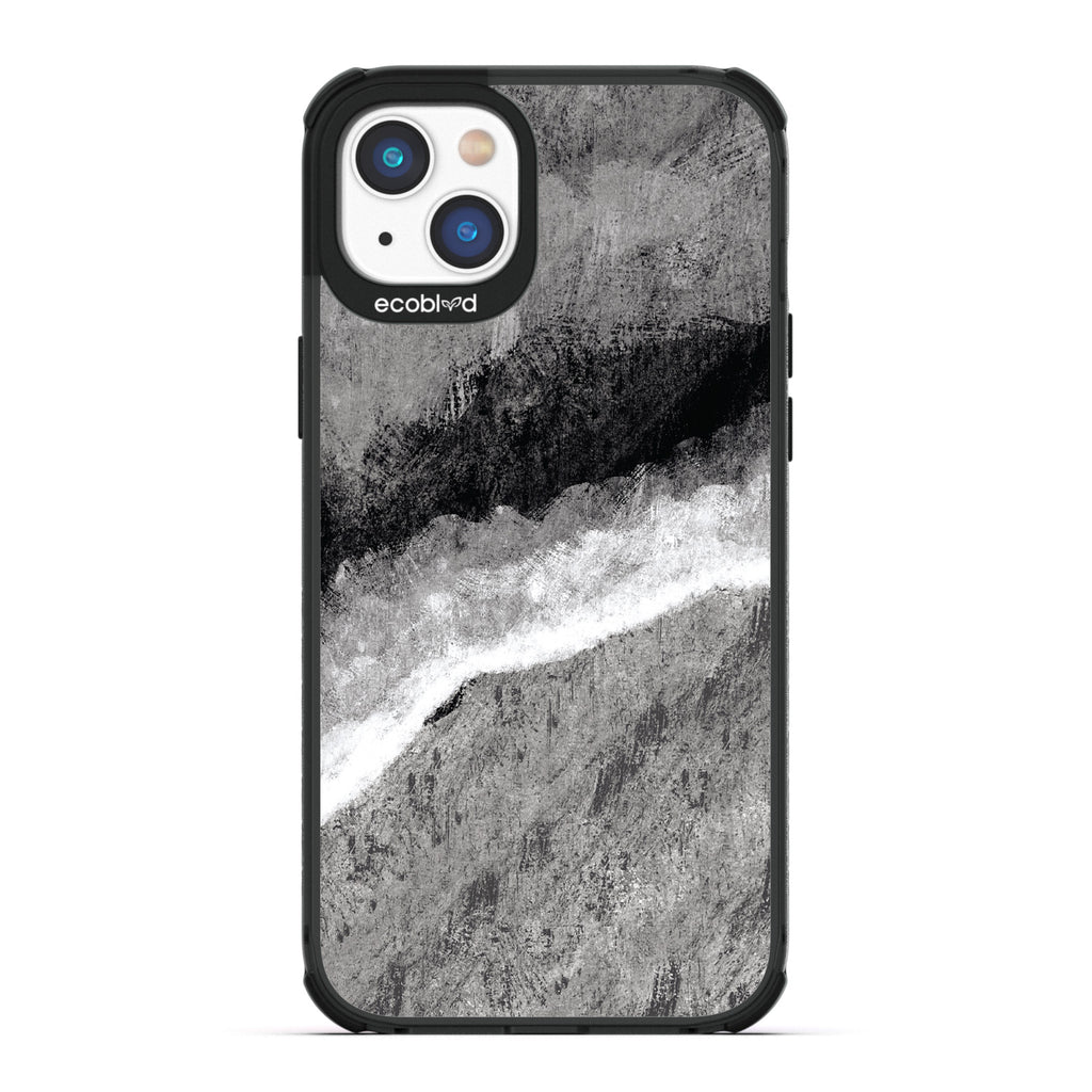 Contemporary Collection - Black Compostable iPhone 14 Case - Shading Gradient Ombre Painting On A Clear Back