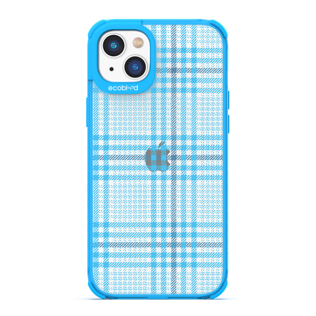 As If - Iconic Tartan Plaid - Eco-Friendly Clear iPhone 14 Plus Case With Blue Rim