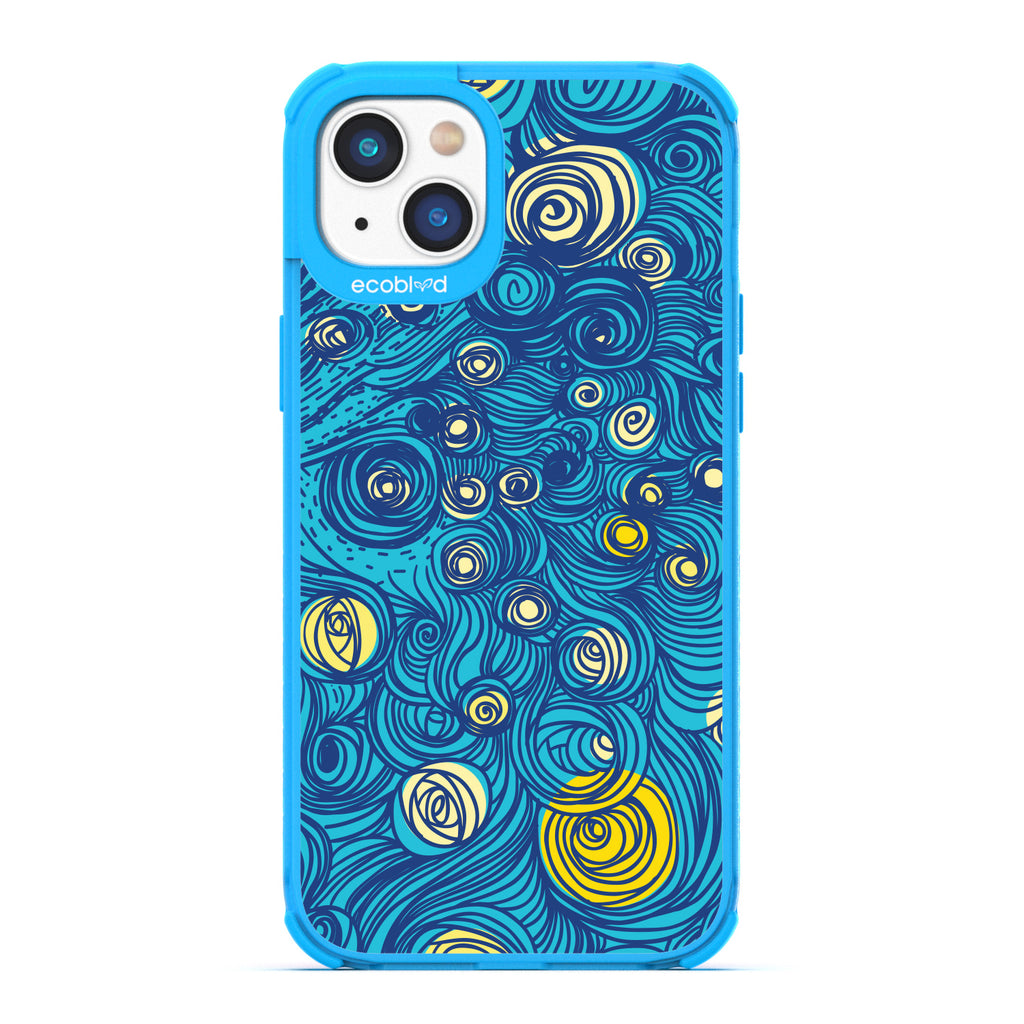 Winter Collection - Blue Compostable iPhone 14 Plus Case - Van Gogh Starry Night-Inspired Art On A Clear Back