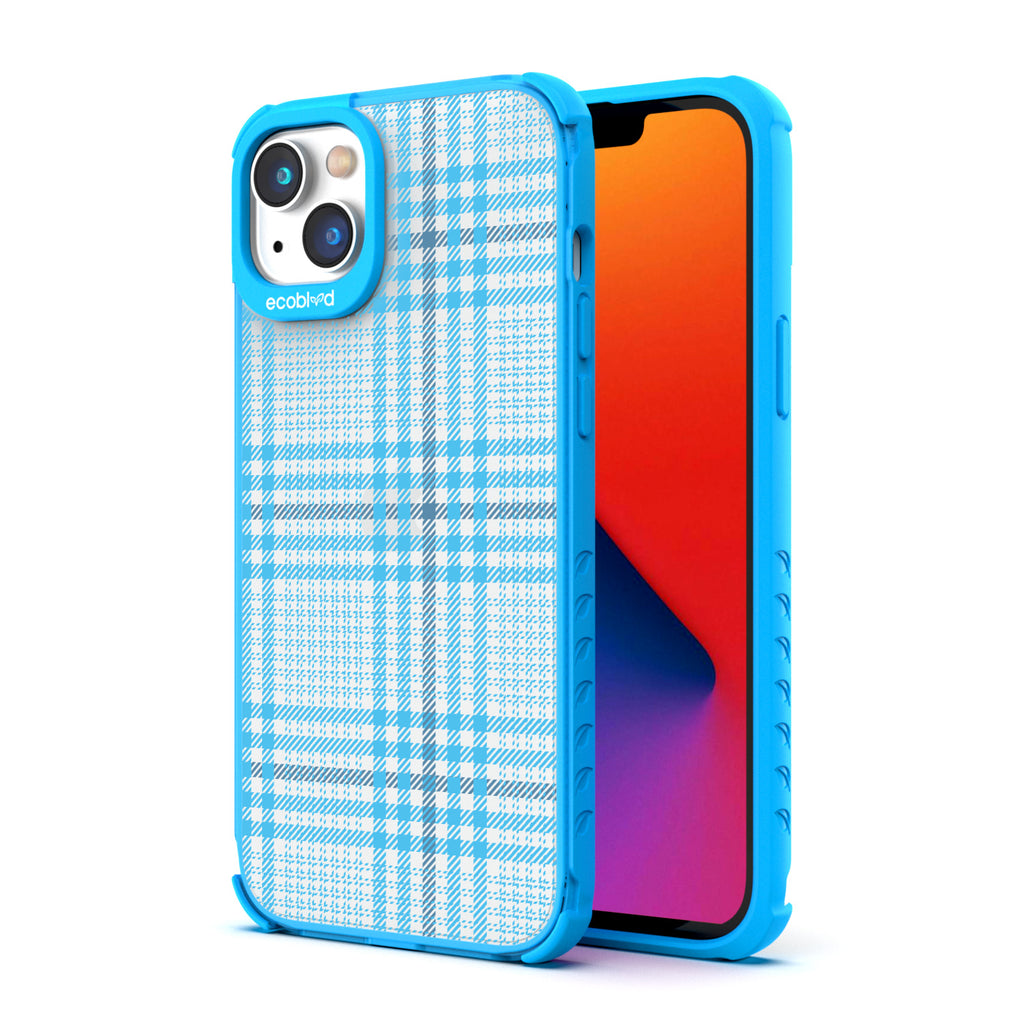 As If - Back View Of Eco-Friendly iPhone 14 Case With Blue Rim & Front View Of Screen