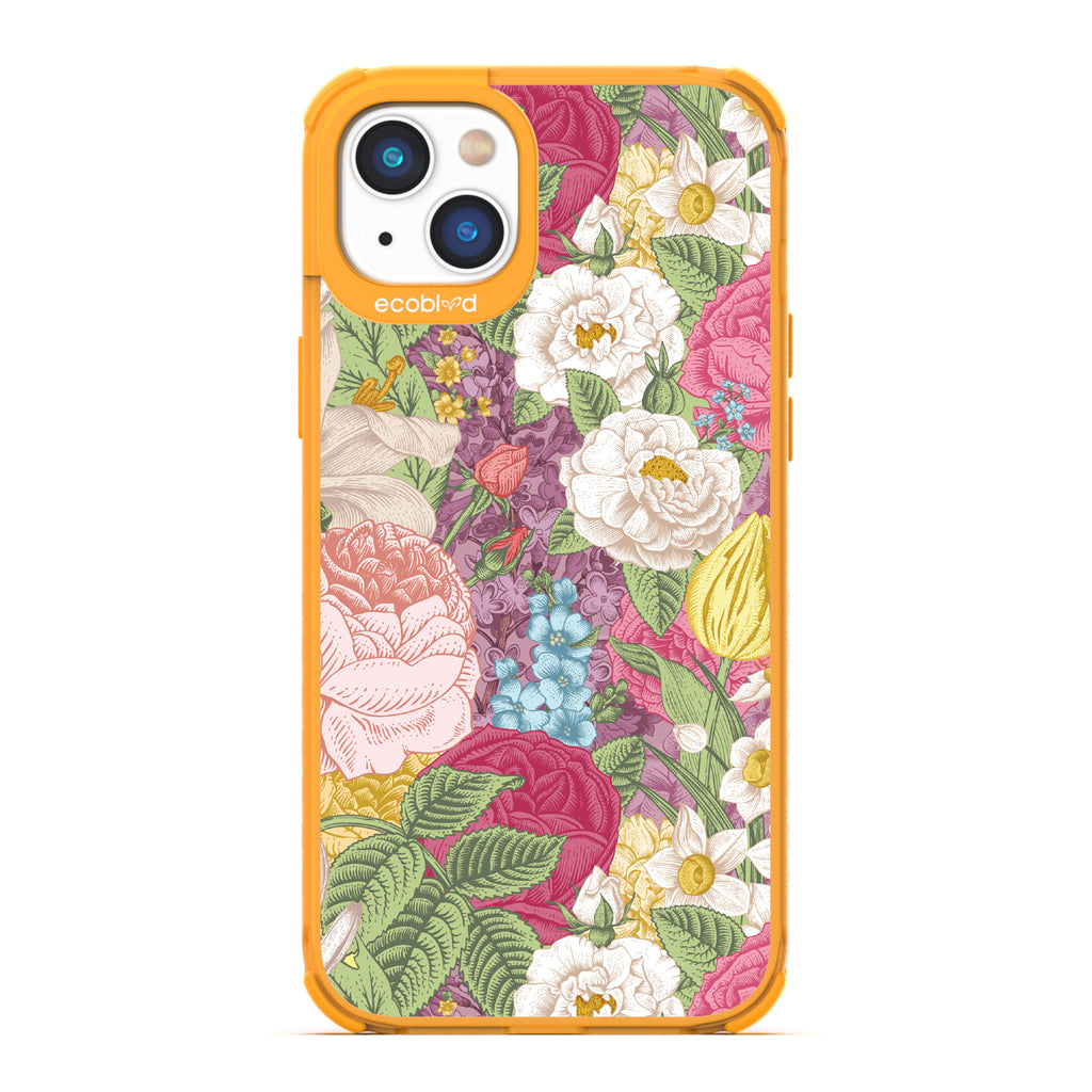 Timeless Collection - Yellow Laguna Compostable iPhone 14 Case With A Bright Watercolor Floral Arrangement Print