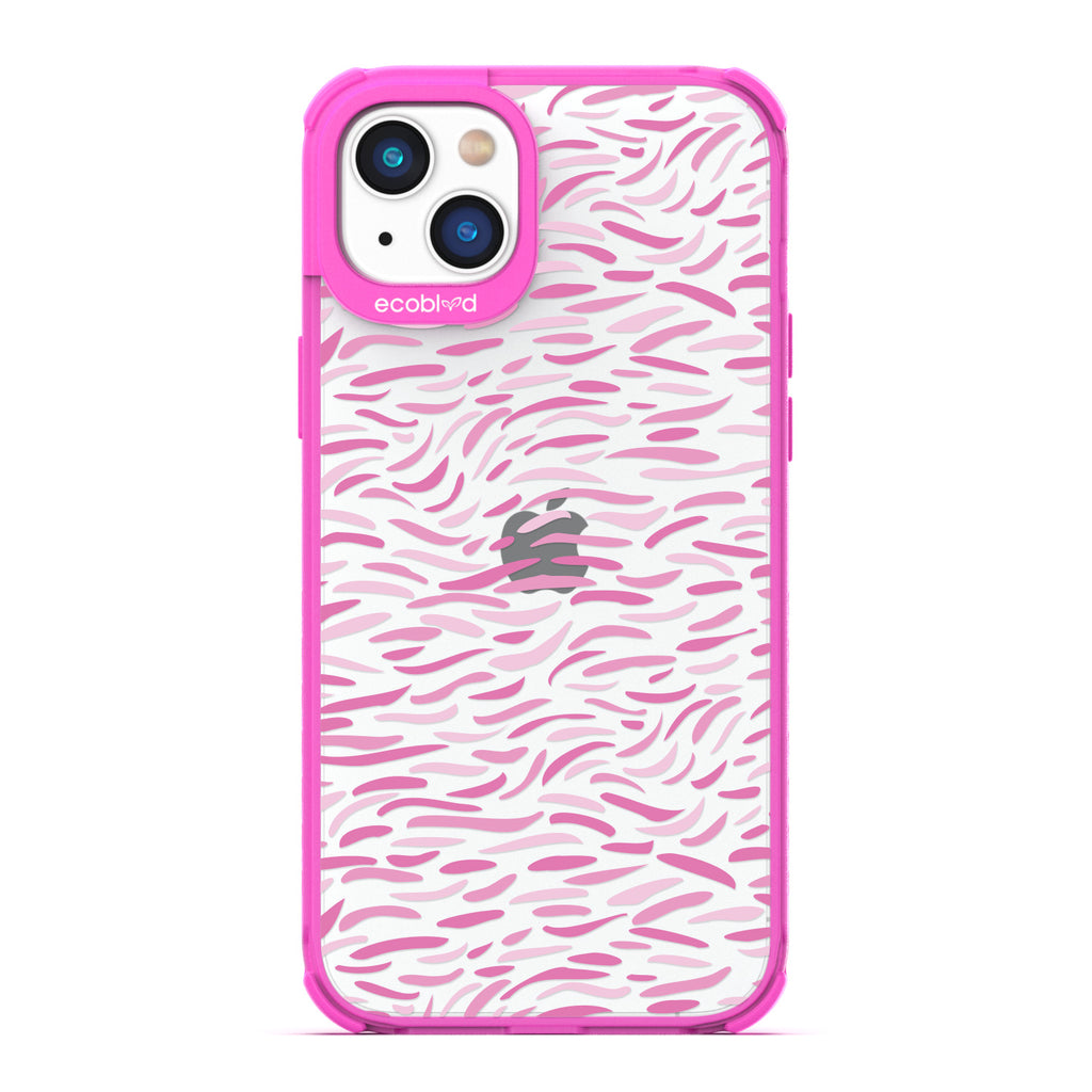Timeless Collection - Pink Laguna Compostable iPhone 14 Plus Case With Abstract Paint Brush Strokes On A Clear Back