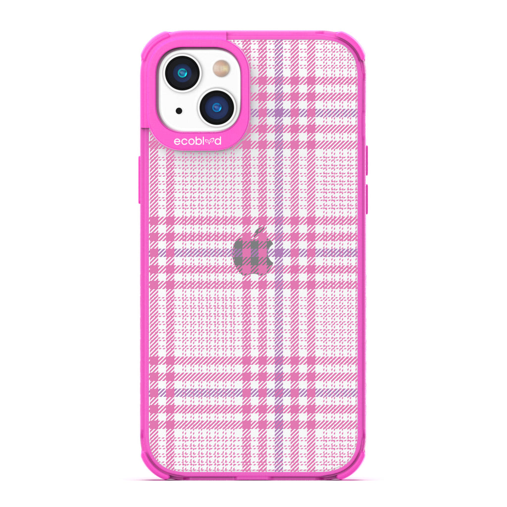 As If - Iconic Tartan Plaid - Eco-Friendly Clear iPhone 14 Plus Case With Pink Rim