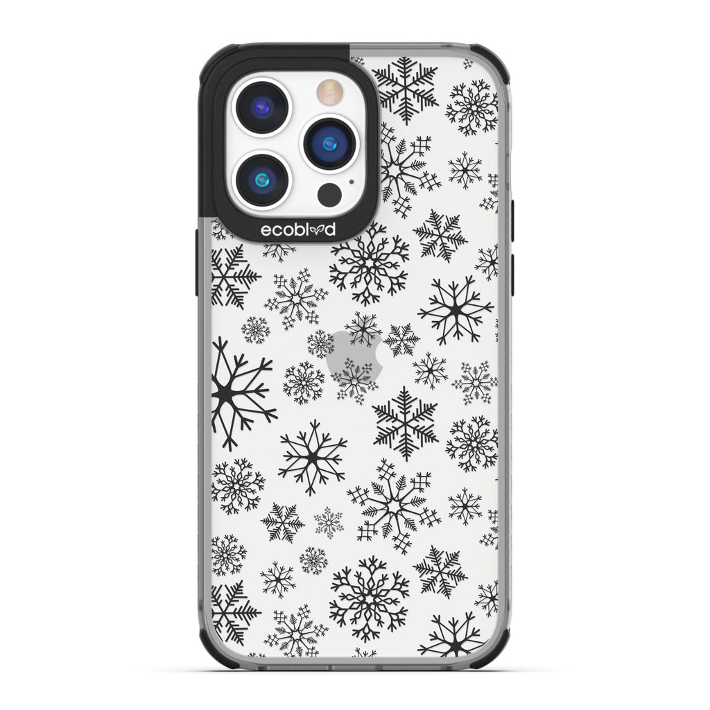 Winter Collection - Black Eco-Friendly Laguna iPhone 14 Pro Max Case With A Snowflake Pattern On A Clear Back