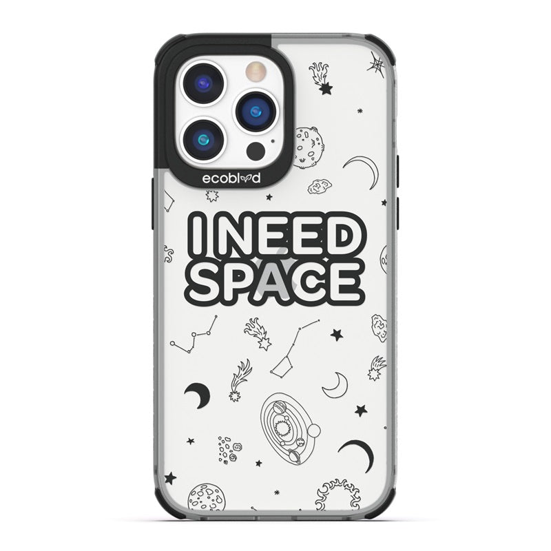 Laguna Collection - Black Eco-Friendly iPhone 14 Pro Case With I Need Space, Constellations, And Planets On A Clear Back