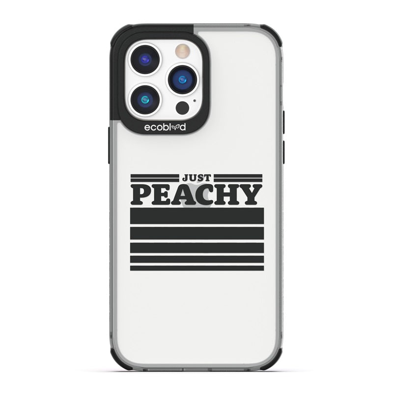Laguna Collection - Black Eco-Friendly iPhone 14 Pro Case With Just Peachy & Sized Gradient Stripes On A Clear Back 