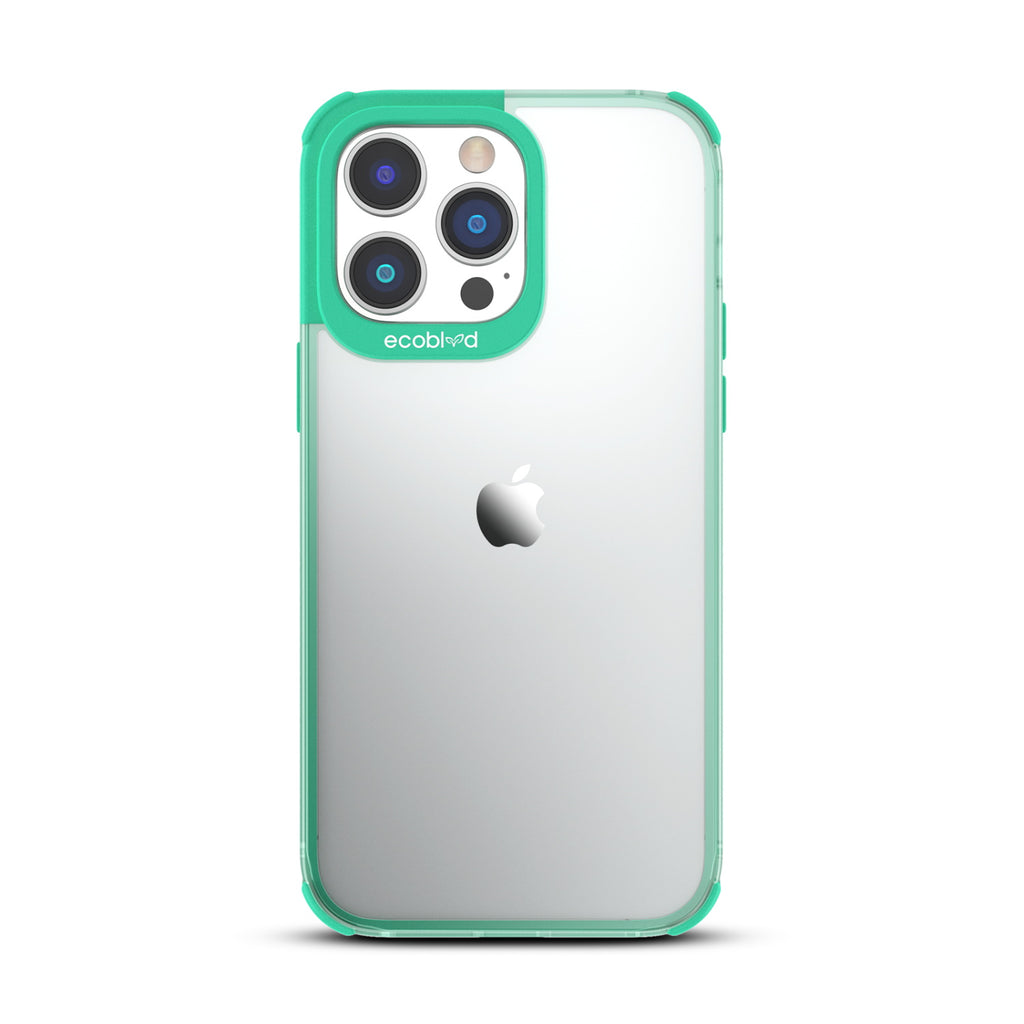 Laguna Collection - Green Eco-Friendly iPhone 14 Pro Case With A Clear Back - Compostable - Raised Edges & Camera Ring