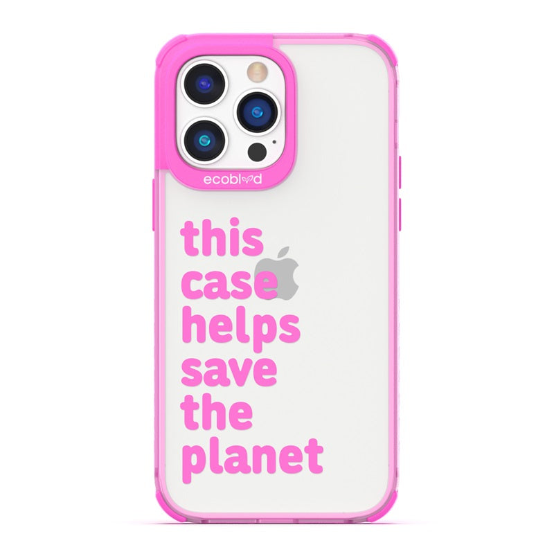 Laguna Collection - Pink Eco-Friendly iPhone 14 Pro Case With This Case Helps Save The Planet On A Clear Back - Compostable