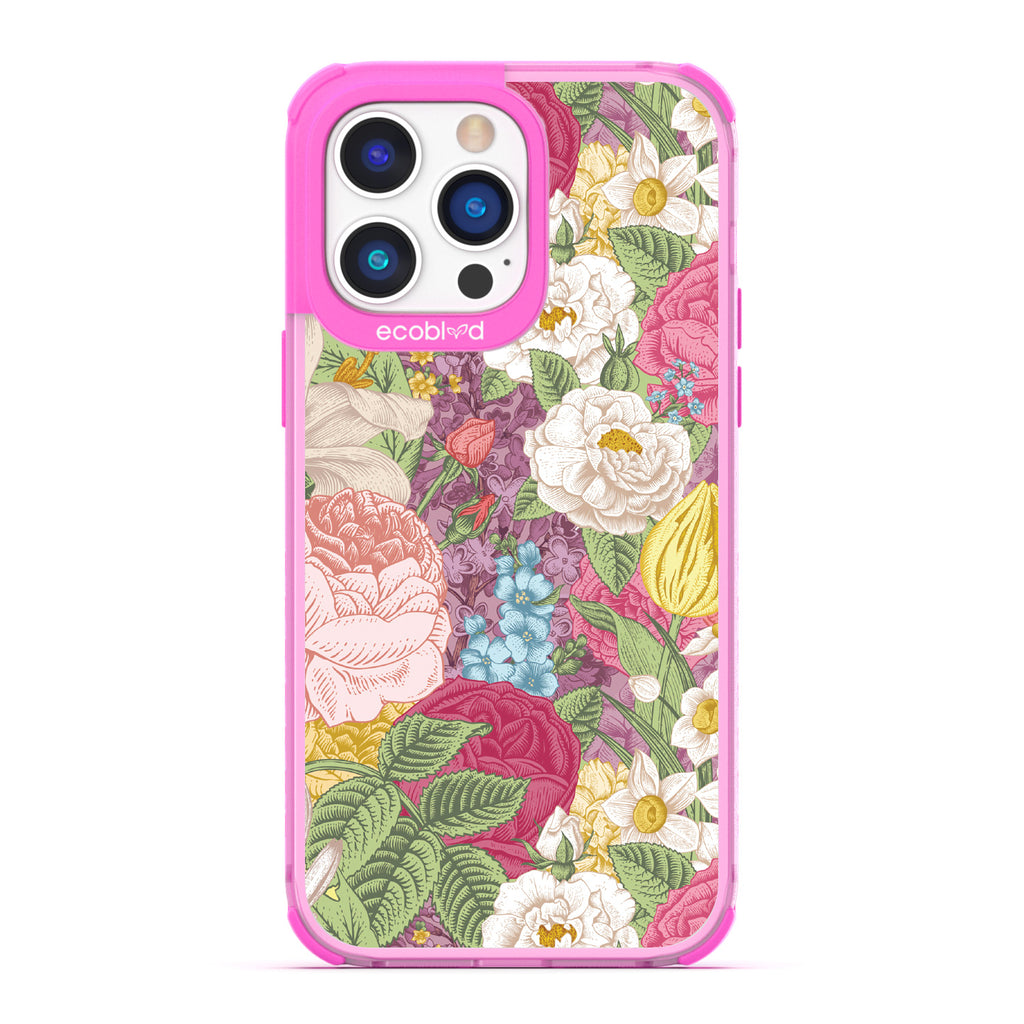 Timeless Collection - Pink Laguna Compostable iPhone 14 Pro Case With A Bright Watercolor Floral Arrangement Print