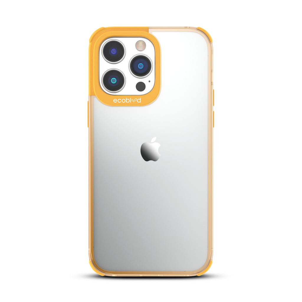 Laguna Collection - Yellow Eco-Friendly iPhone 14 Pro Case With A Clear Back - Compostable - Raised Edges & Camera Ring