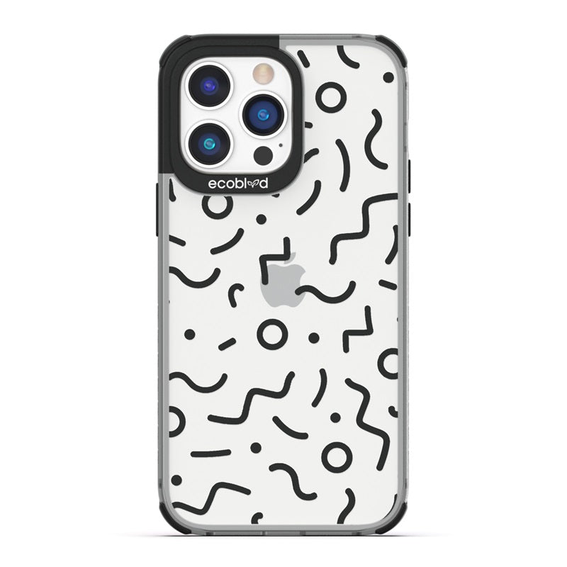 Laguna Collection - Black Eco-Friendly iPhone 14 Pro Max Case With A Retro 90's Kids Design On A Clear Back 