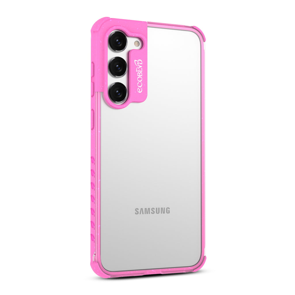 Right-Side View Of Pink Eco-Friendly Galaxy S23 Case - Compostable Laguna Collection