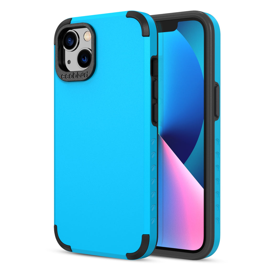 Back View Of Tough Blue iPhone 13 Mojave Case And Frontal View Of The Screen