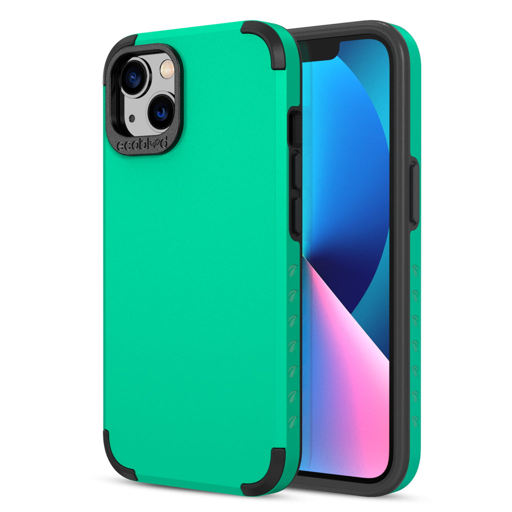 Back View Of Tough Green iPhone 13 Mojave Case And Frontal View Of Screen