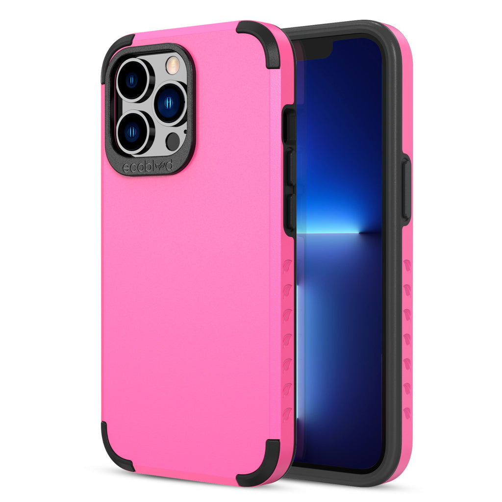 Back View Of Tough Pink iPhone 13 Pro Max Mojave Case And Frontal View Of Screen