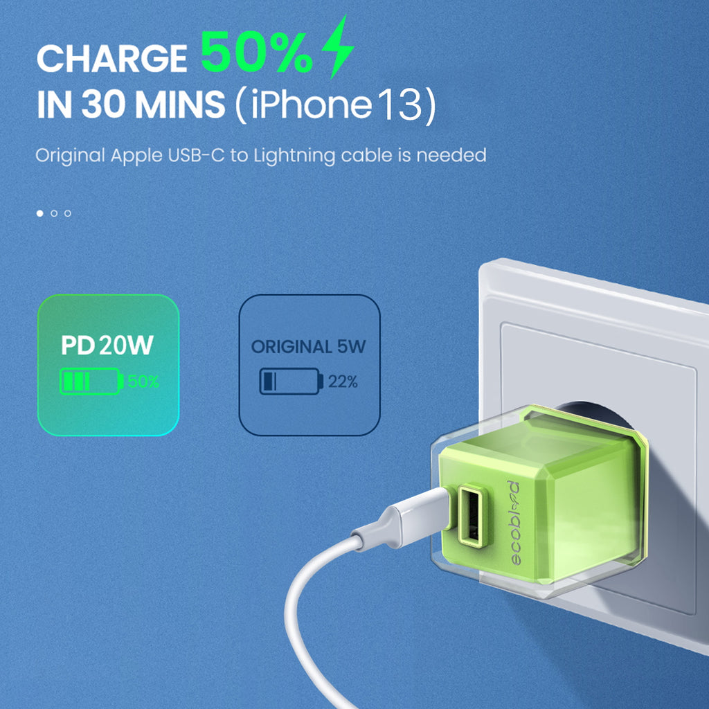 PowerPlant Dual-Port Wall Charger - Fast-Charge Devices To 50% In 30 Minutes 