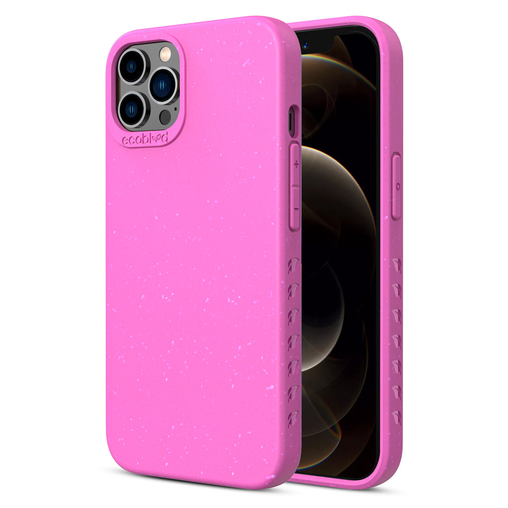 Back View Of Pink Eco-Friendly iPhone 12 / 12 Pro Case & A Front View Of The Screen - Compostable Sequoia Collection