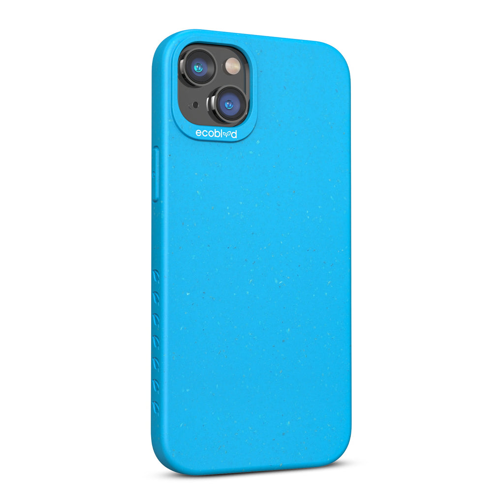 Left-Side View Of Blue Eco-Friendly iPhone 14 Case - Compostable Sequoia Collection