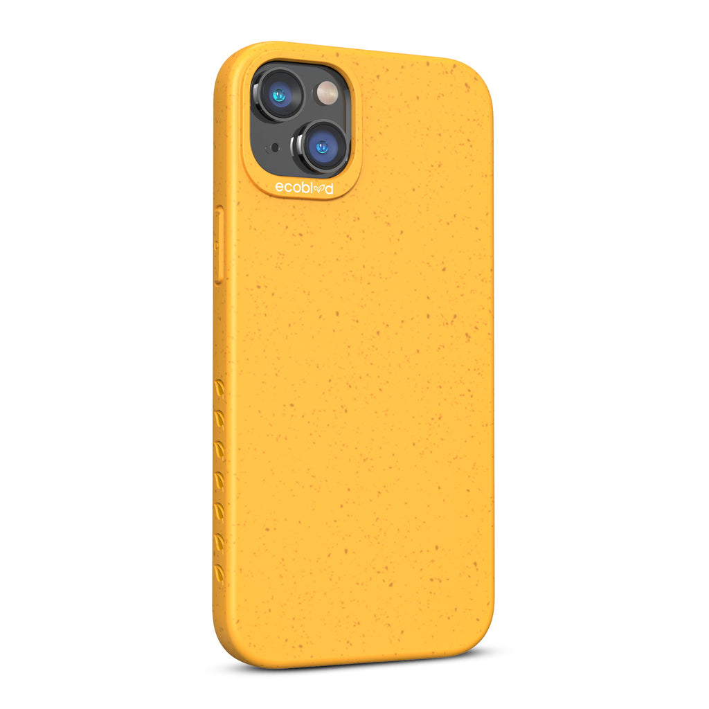 Left-Side View Of Yellow Eco-Friendly iPhone 14 Case - Compostable Sequoia Collection