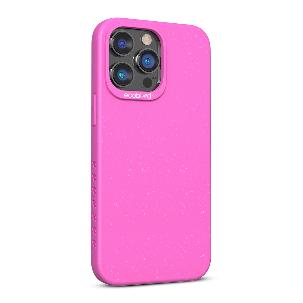 Left-Side View Of Pink Eco-Friendly iPhone 14 Pro Case - Compostable Sequoia Collection