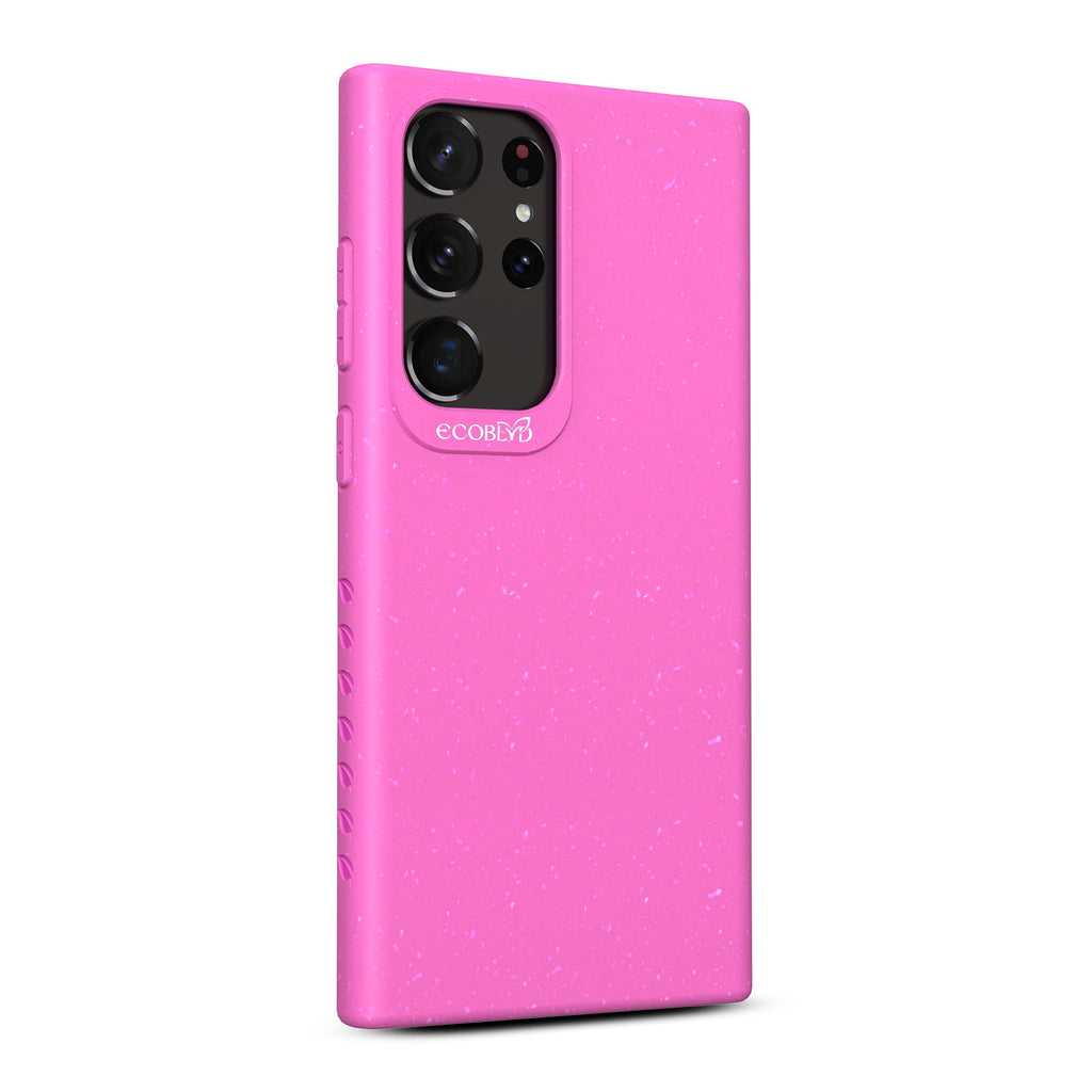 Left-Side View Of Pink Eco-Friendly Galaxy S23 Ultra Case - Compostable Sequoia Collection