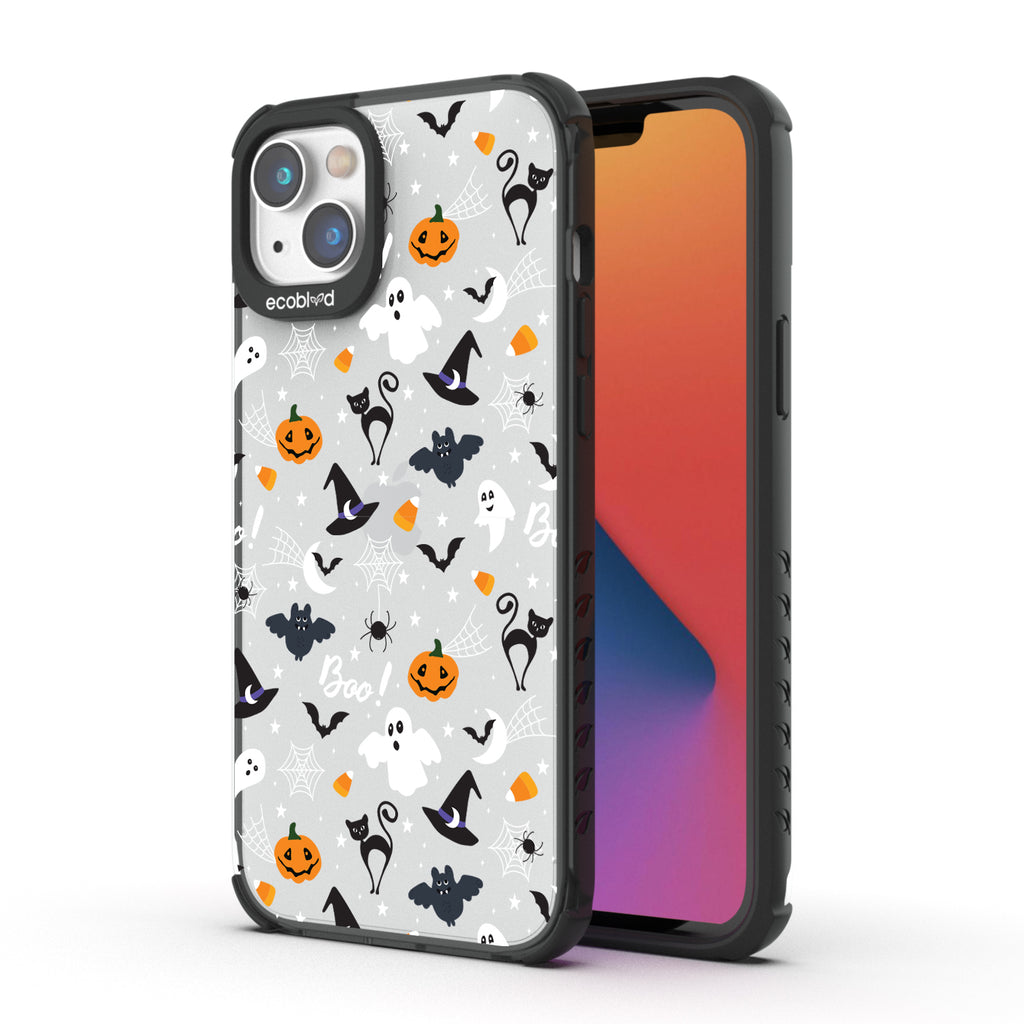 Back View Of Black Laguna Halloween iPhone 14 Pro Max Case With The Trick R' Treat Ya Self Design & Front View Of The Screen